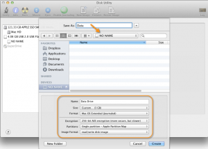 OSX create Secure USB-Diskimages - Image Settings