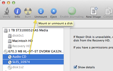 OSX Disk Utility unmount drives