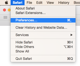 Facebook Web Login Button broken - Open Safari Preferences